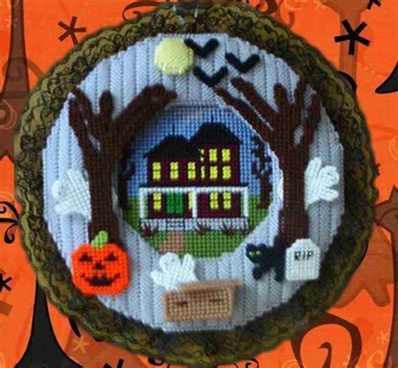 A Captivating Haunting We Will Go Door Wreath Adorned With Spooky Elements Haunting We Will Go Door Wreath: Plastic Canvas Pattern