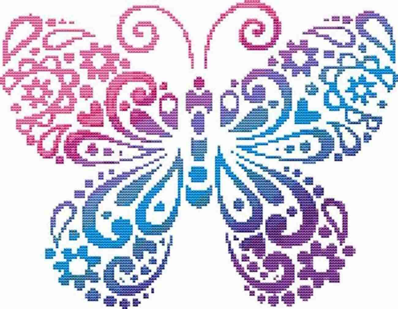 A Completed Disco Butterfly Cross Stitch Pattern Showcasing Its Stunning Details And Vibrant Colors Disco Butterfly Cross Stitch Pattern