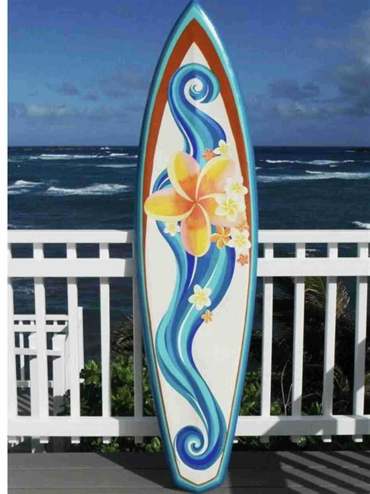 An Artist Painting An Intricate Design On A Surfboard With Vibrant Colors, Capturing The Essence Of The Stoke Art Style The Surfboard: Art Style Stoke