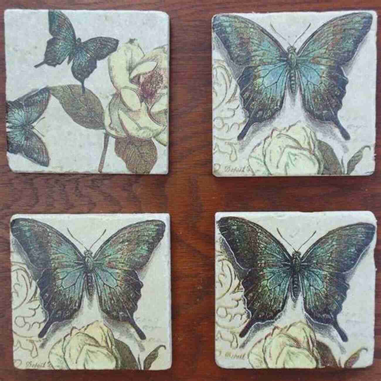 Butterfly Garden Coasters Butterflies And Roses Collection: 4 Plastic Canvas Patterns