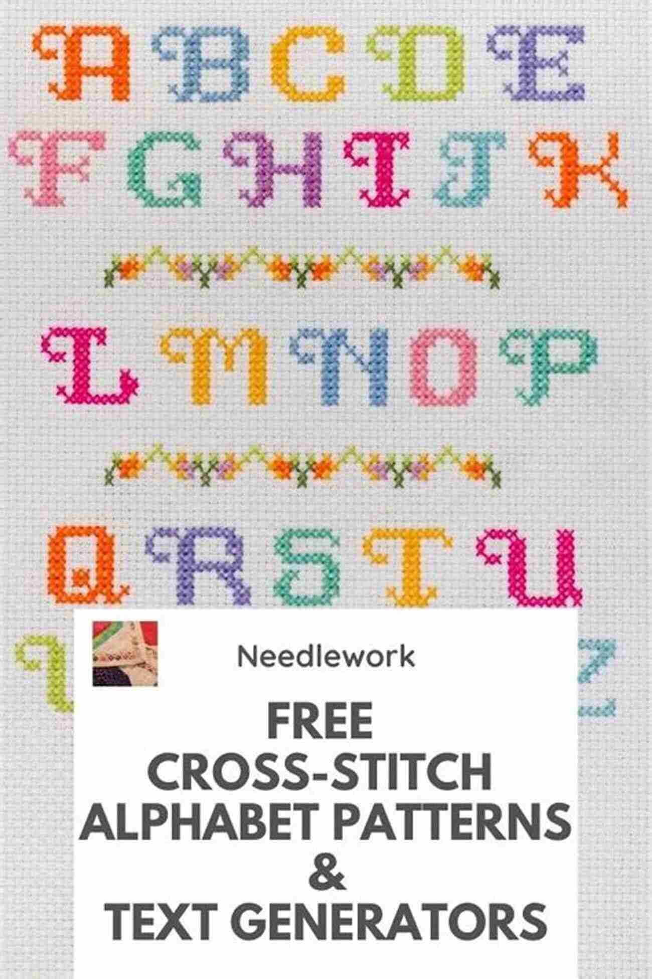 Close Up Of The Hippie Alphabet Cross Stitch Pattern To Show Intricate Details Of Each Letter Hippie Alphabet Cross Stitch Pattern: Printable PDF Pattern Vintage 1960s 2 Kinds Of Patterns