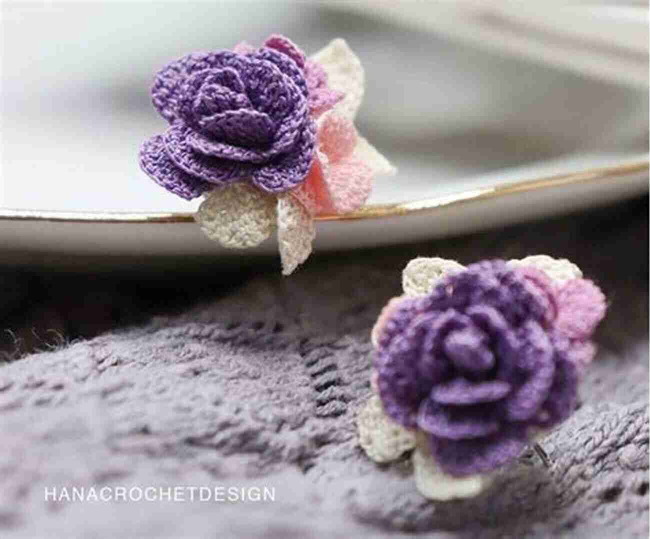 Elegant Crocheted Rose Earrings On A Black Background Rose Crochet Tutorials: Creative And Beautiful Ideas To Crochet Rose