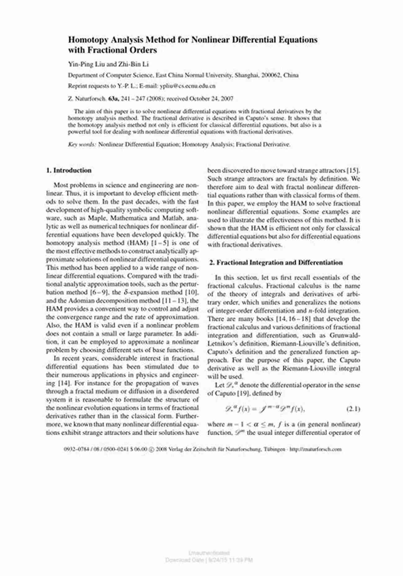 Homotopy Analysis Method in Nonlinear Differential Equations