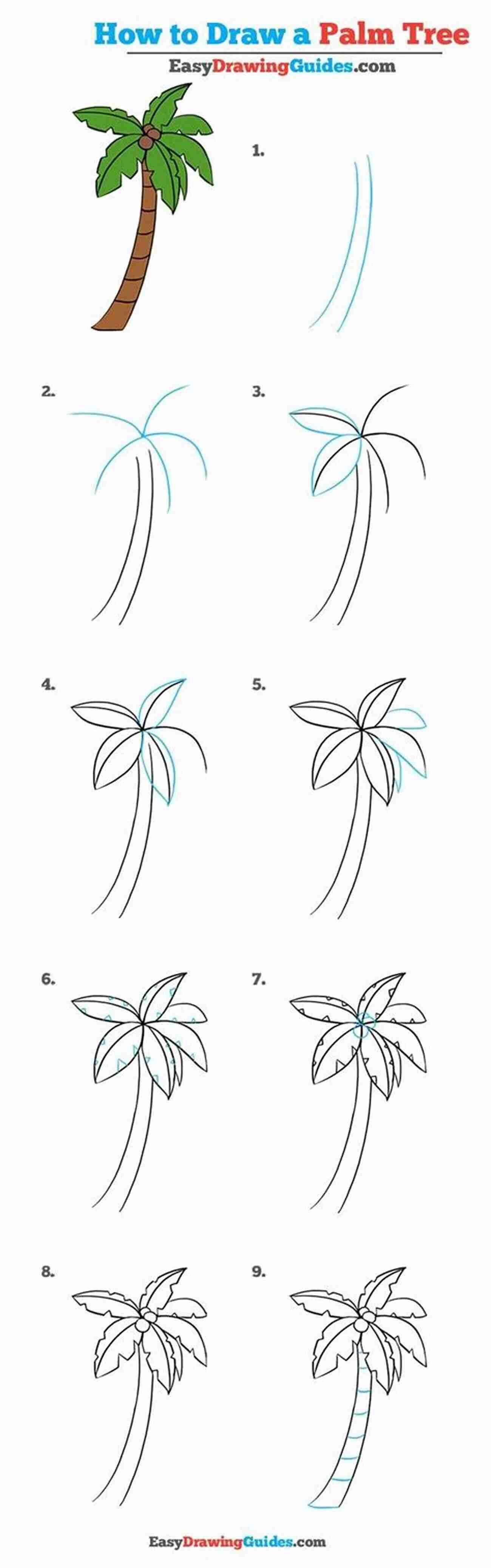 How To Draw A Detailed Palm Tree Beginner Friendly Tutorial How To Draw 20 At The Beach: Learn To Draw Step By Step Drawing Tutorial