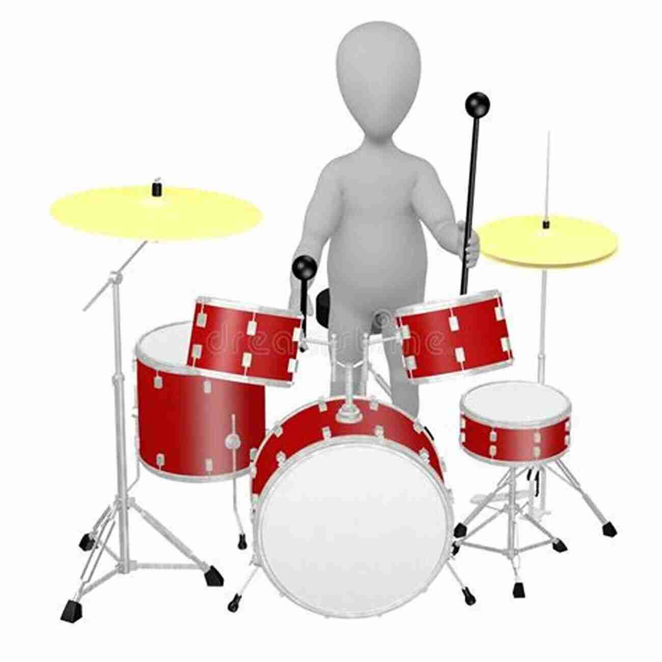 Illustration Of A Drumset With A Player Daily Drumset Lessons: Teach Yourself To Play Drums