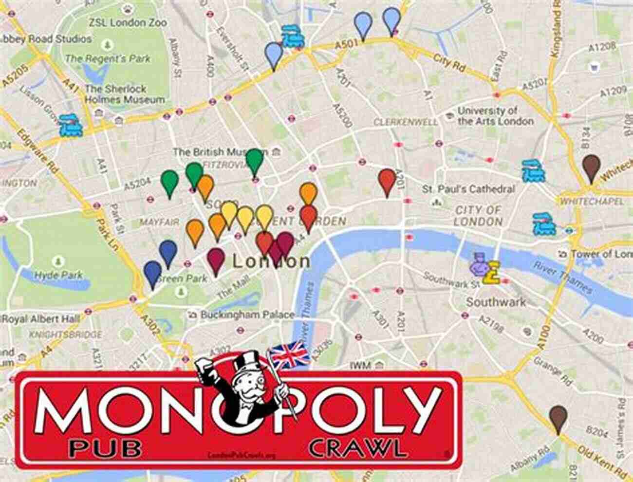 London Pub Crawl Map The Londonist Of London Pub Crawls