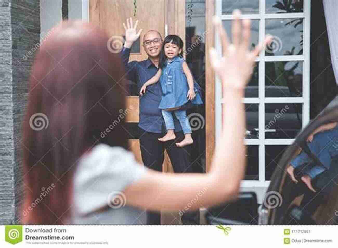 Loving Family With Children Waving Goodbye To Their Parents In The Morning Goodbye Mom Dad See You In The Afternoon