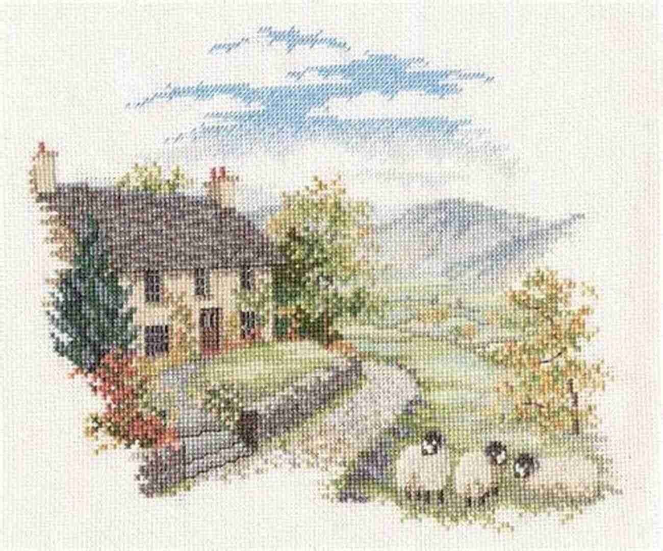 Rural Farm Life Cross Stitch Pattern Depicting A Charming Countryside Scene Folk Art Cross Stitch Pattern PDF