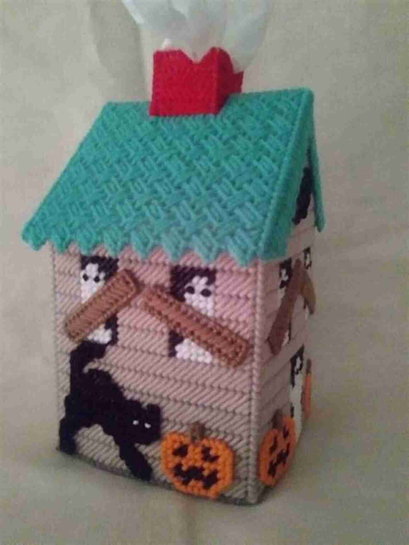 Spooky Halloween Boutique Tissue Box Cover Spooky Halloween Boutique Tissue Box Cover: Plastic Canvas Pattern