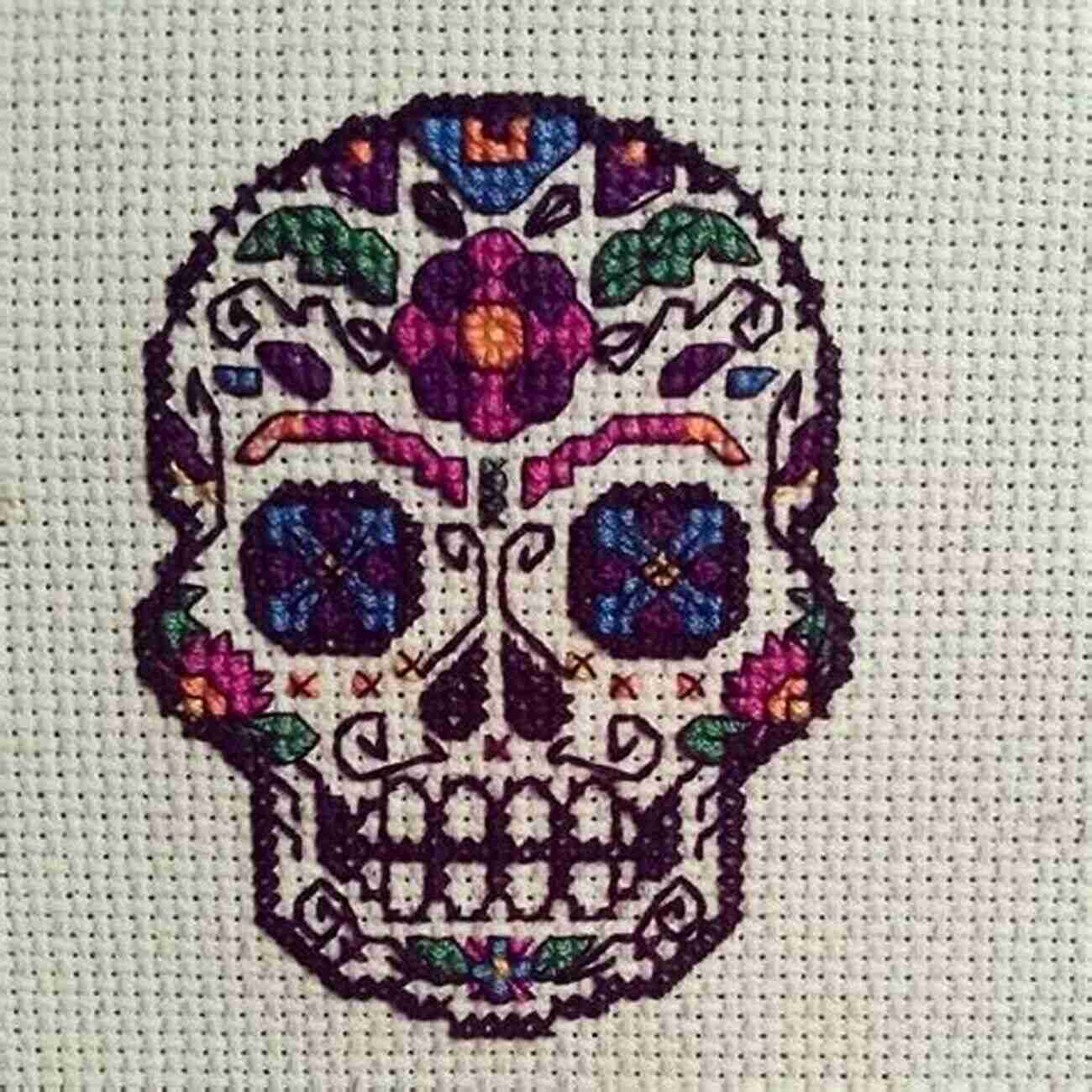 Sugar Skull Cross Stitch In Progress Sugar Skull Cross Stitch Pattern PDF