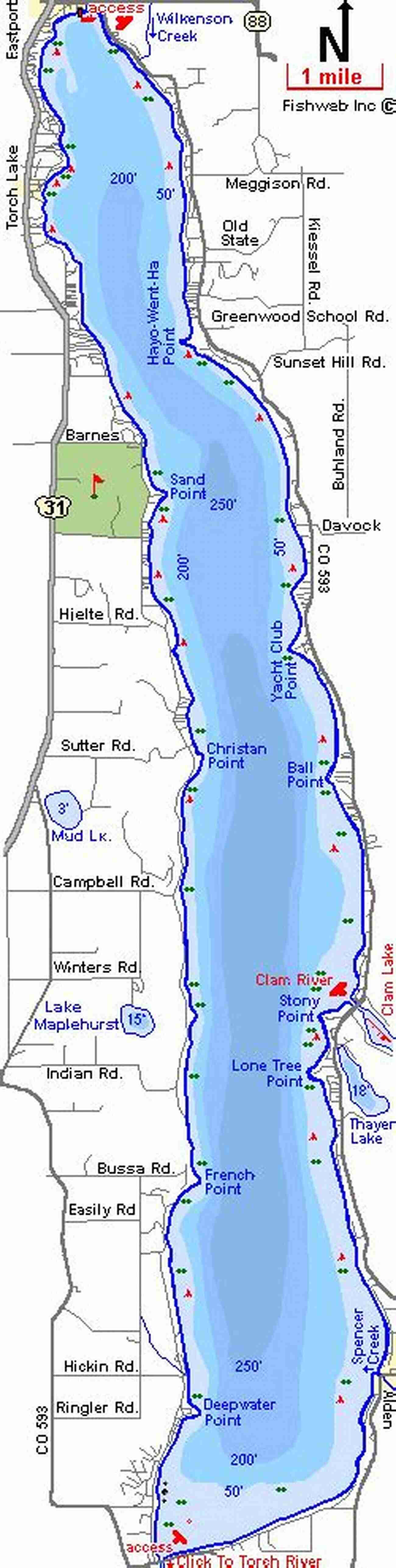 Torch Lake Michigan S Best Lakes Fishing Maps Guide